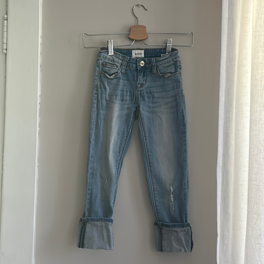 Hudson kids jeans size 8, cuffed crop style